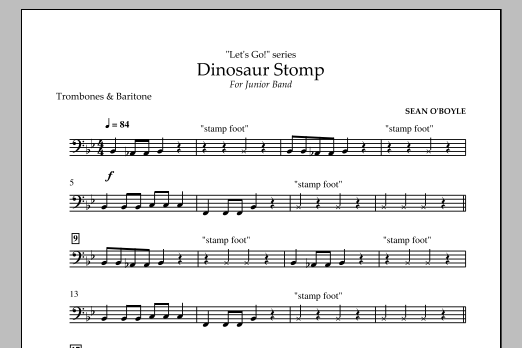 Download Sean O'Boyle Dinosaur Stomp - Trombone/Baritone B.C. Sheet Music and learn how to play Concert Band PDF digital score in minutes