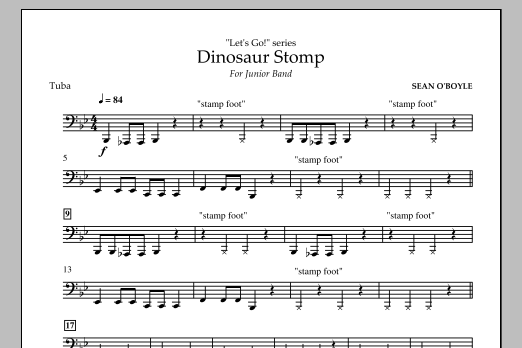 Download Sean O'Boyle Dinosaur Stomp - Tuba Sheet Music and learn how to play Concert Band PDF digital score in minutes