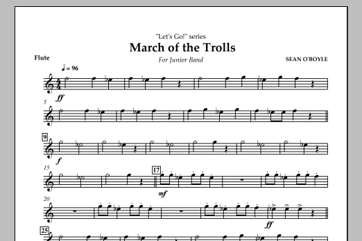 Download Sean O'Boyle March of the Trolls - Flute Sheet Music and learn how to play Concert Band PDF digital score in minutes