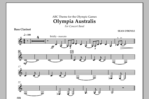 Download Sean O'Boyle Olympia Australis (Concert Band) - Bass Clarinet Sheet Music and learn how to play Concert Band PDF digital score in minutes