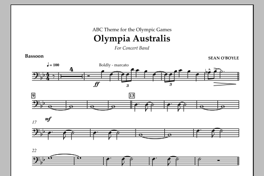 Download Sean O'Boyle Olympia Australis (Concert Band) - Bassoon Sheet Music and learn how to play Concert Band PDF digital score in minutes