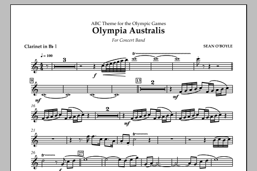 Download Sean O'Boyle Olympia Australis (Concert Band) - Bb Clarinet 1 Sheet Music and learn how to play Concert Band PDF digital score in minutes