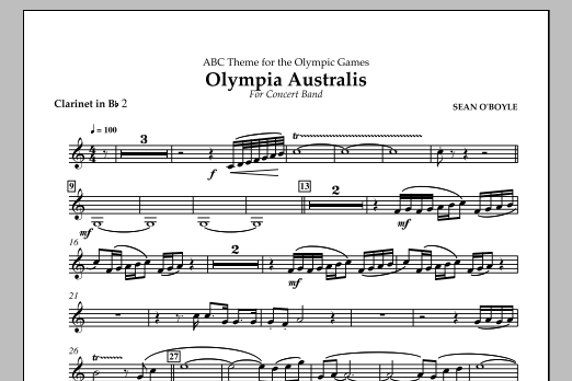 Download Sean O'Boyle Olympia Australis (Concert Band) - Bb Clarinet 2 Sheet Music and learn how to play Concert Band PDF digital score in minutes