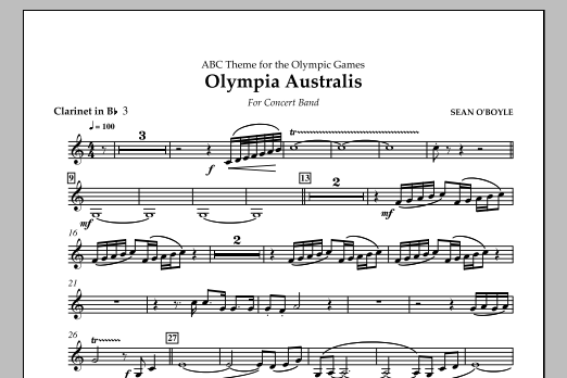 Download Sean O'Boyle Olympia Australis (Concert Band) - Bb Clarinet 3 Sheet Music and learn how to play Concert Band PDF digital score in minutes