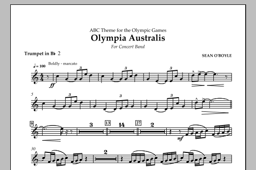 Download Sean O'Boyle Olympia Australis (Concert Band) - Bb Trumpet 2 Sheet Music and learn how to play Concert Band PDF digital score in minutes