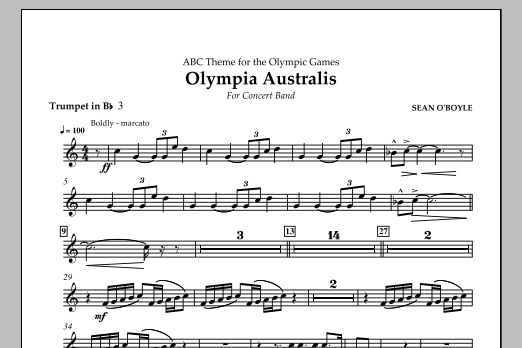 Download Sean O'Boyle Olympia Australis (Concert Band) - Bb Trumpet 3 Sheet Music and learn how to play Concert Band PDF digital score in minutes