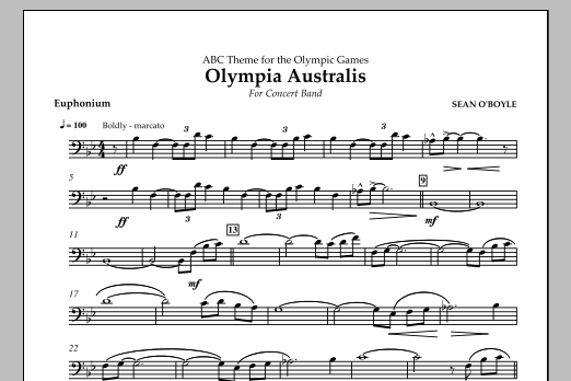 Download Sean O'Boyle Olympia Australis (Concert Band) - Euphonium Sheet Music and learn how to play Concert Band PDF digital score in minutes