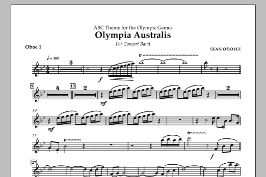 Download Sean O'Boyle Olympia Australis (Concert Band) - Oboe 1 Sheet Music and learn how to play Concert Band PDF digital score in minutes