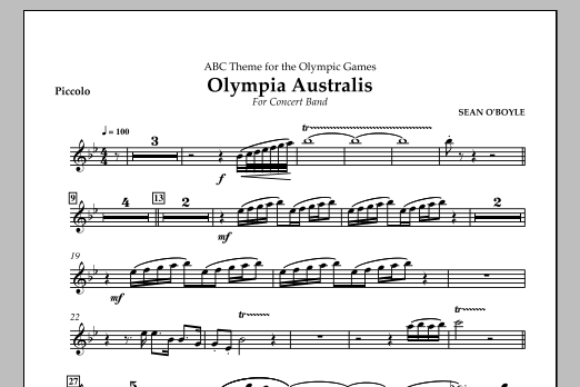 Download Sean O'Boyle Olympia Australis (Concert Band) - Piccolo Sheet Music and learn how to play Concert Band PDF digital score in minutes