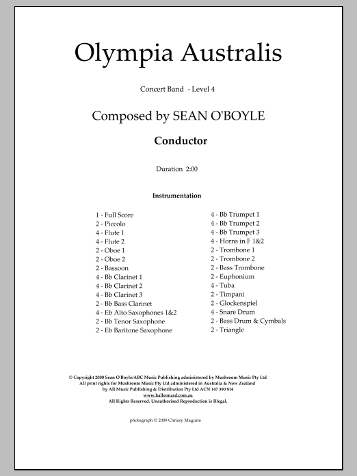 Download Sean O'Boyle Olympia Australis (Concert Band) - Score Sheet Music and learn how to play Concert Band PDF digital score in minutes