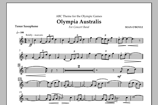 Download Sean O'Boyle Olympia Australis (Concert Band) - Tenor Saxophone Sheet Music and learn how to play Concert Band PDF digital score in minutes