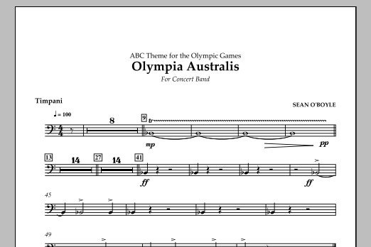 Download Sean O'Boyle Olympia Australis (Concert Band) - Timpani Sheet Music and learn how to play Concert Band PDF digital score in minutes