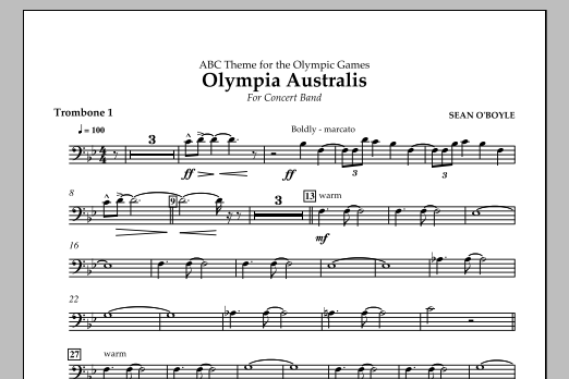 Download Sean O'Boyle Olympia Australis (Concert Band) - Trombone 1 Sheet Music and learn how to play Concert Band PDF digital score in minutes