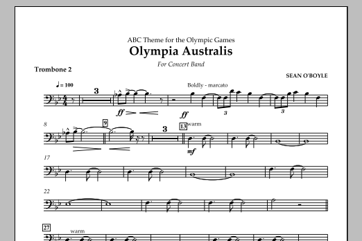 Download Sean O'Boyle Olympia Australis (Concert Band) - Trombone 2 Sheet Music and learn how to play Concert Band PDF digital score in minutes