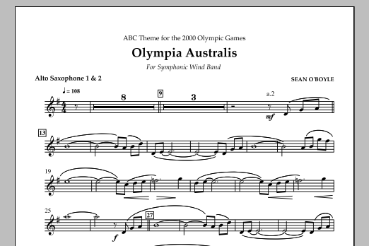 Download Sean O'Boyle Olympia Australis (Symphonic Wind Band) - Alto Sax 1,2 Sheet Music and learn how to play Concert Band PDF digital score in minutes