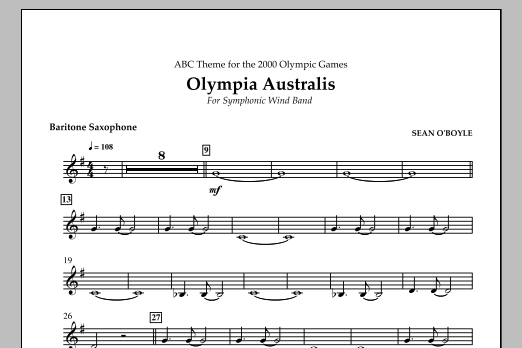 Download Sean O'Boyle Olympia Australis (Symphonic Wind Band) - Baritone Saxophone Sheet Music and learn how to play Concert Band PDF digital score in minutes