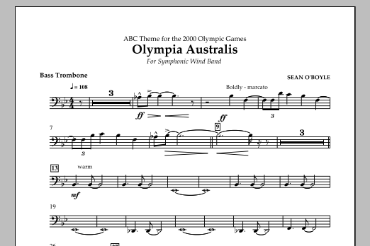 Download Sean O'Boyle Olympia Australis (Symphonic Wind Band) - Bass Trombone Sheet Music and learn how to play Concert Band PDF digital score in minutes