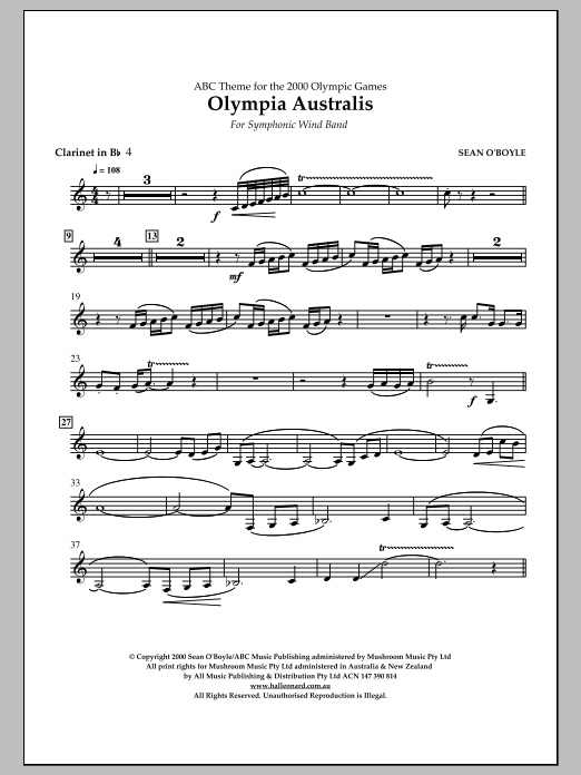 Download Sean O'Boyle Olympia Australis (Symphonic Wind Band) - Bb Clarinet 4 Sheet Music and learn how to play Concert Band PDF digital score in minutes
