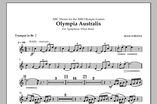 Download Sean O'Boyle Olympia Australis (Symphonic Wind Band) - Bb Trumpet 2 Sheet Music and learn how to play Concert Band PDF digital score in minutes