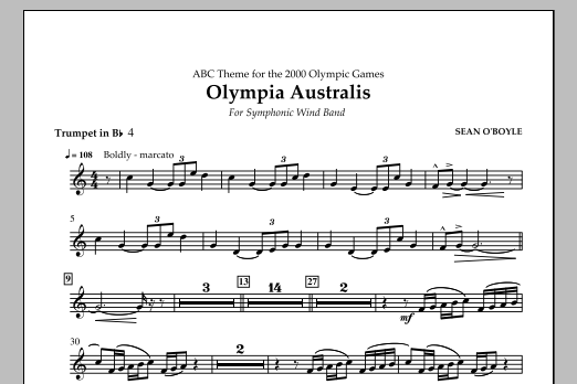 Download Sean O'Boyle Olympia Australis (Symphonic Wind Band) - Bb Trumpet 4 Sheet Music and learn how to play Concert Band PDF digital score in minutes