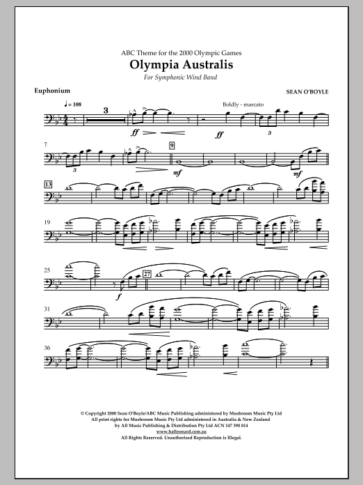 Download Sean O'Boyle Olympia Australis (Symphonic Wind Band) - Euphonium Sheet Music and learn how to play Concert Band PDF digital score in minutes