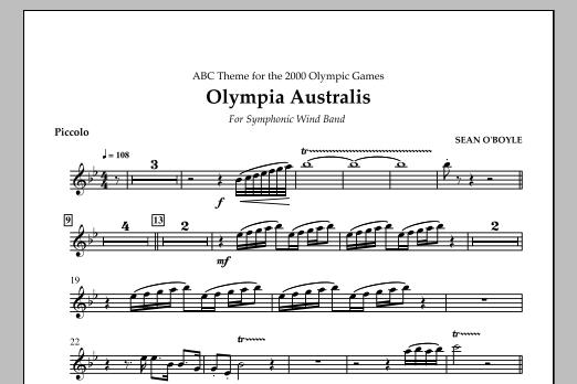Download Sean O'Boyle Olympia Australis (Symphonic Wind Band) - Piccolo Sheet Music and learn how to play Concert Band PDF digital score in minutes