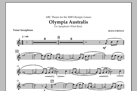 Download Sean O'Boyle Olympia Australis (Symphonic Wind Band) - Tenor Saxophone Sheet Music and learn how to play Concert Band PDF digital score in minutes