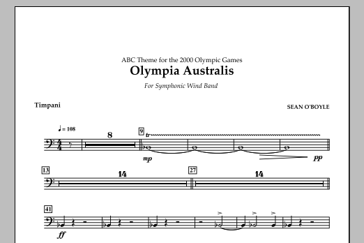 Download Sean O'Boyle Olympia Australis (Symphonic Wind Band) - Timpani Sheet Music and learn how to play Concert Band PDF digital score in minutes