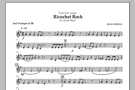 Download Sean O'Boyle Ricochet Rock - 2nd Trumpet in Bb Sheet Music and learn how to play Concert Band PDF digital score in minutes