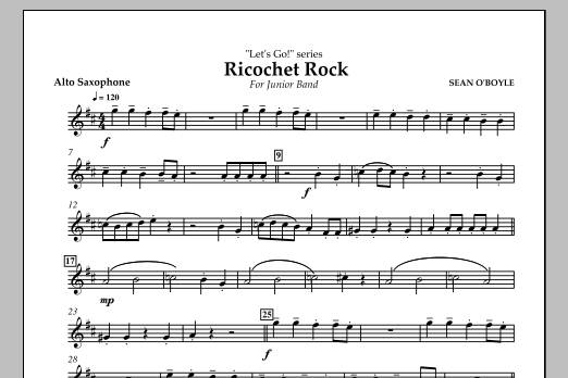 Download Sean O'Boyle Ricochet Rock - Alto Saxophone Sheet Music and learn how to play Concert Band PDF digital score in minutes