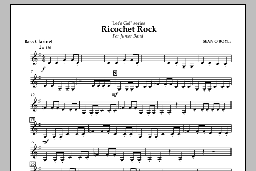 Download Sean O'Boyle Ricochet Rock - Bass Clarinet Sheet Music and learn how to play Concert Band PDF digital score in minutes