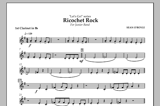 Download Sean O'Boyle Ricochet Rock - Bb Clarinet 1 Sheet Music and learn how to play Concert Band PDF digital score in minutes