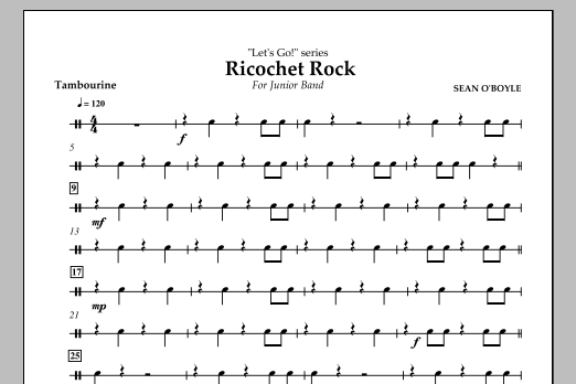 Download Sean O'Boyle Ricochet Rock - Tambourine Sheet Music and learn how to play Concert Band PDF digital score in minutes