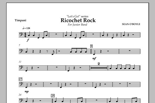 Download Sean O'Boyle Ricochet Rock - Timpani Sheet Music and learn how to play Concert Band PDF digital score in minutes