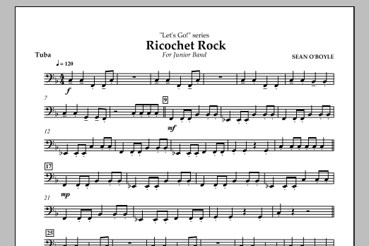 Download Sean O'Boyle Ricochet Rock - Tuba Sheet Music and learn how to play Concert Band PDF digital score in minutes