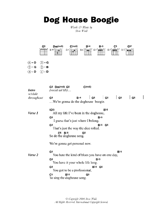 Download Seasick Steve Dog House Boogie Sheet Music and learn how to play Lyrics & Chords PDF digital score in minutes