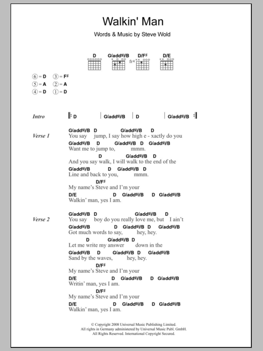 Download Seasick Steve Walkin' Man Sheet Music and learn how to play Lyrics & Chords PDF digital score in minutes