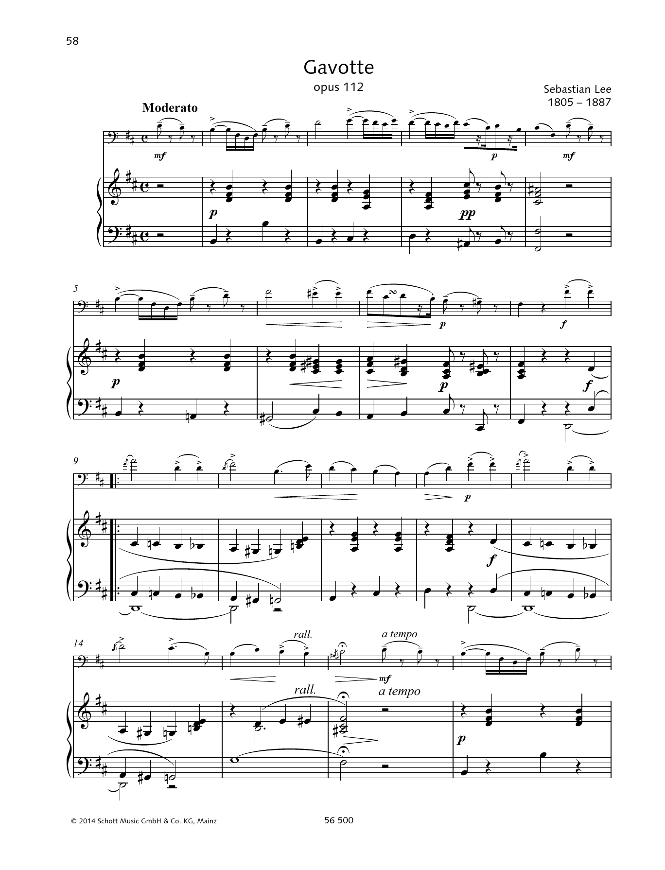 Download Sebastian Lee Gavotte Sheet Music and learn how to play String Solo PDF digital score in minutes