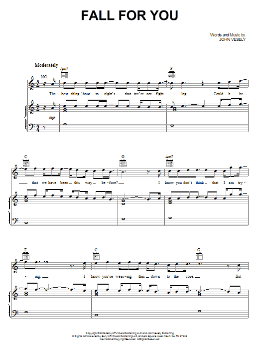 Download Secondhand Serenade Fall For You Sheet Music and learn how to play Piano, Vocal & Guitar (Right-Hand Melody) PDF digital score in minutes