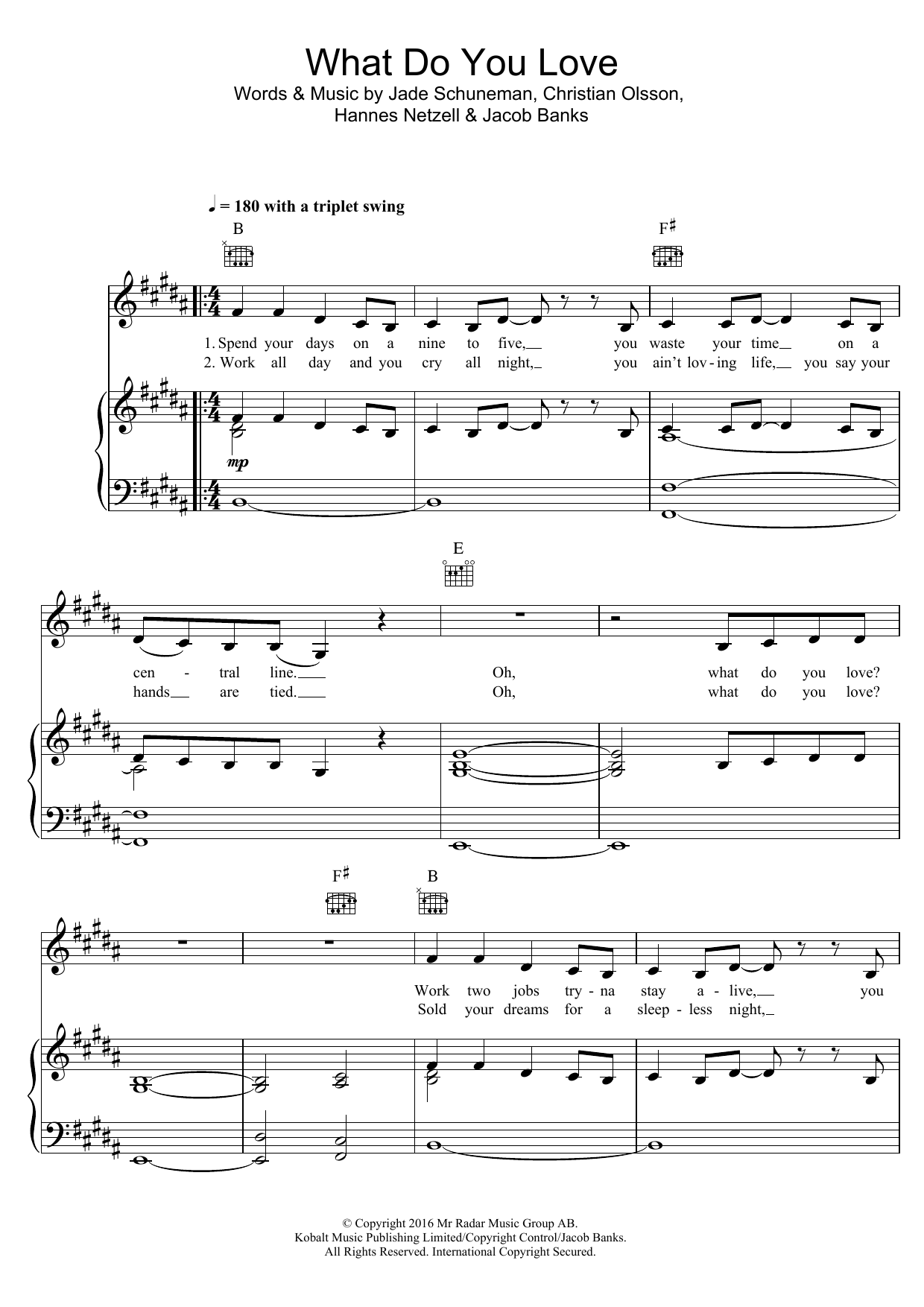 Download Seeb What Do You Love (feat. Jacob Banks) Sheet Music and learn how to play Piano, Vocal & Guitar (Right-Hand Melody) PDF digital score in minutes