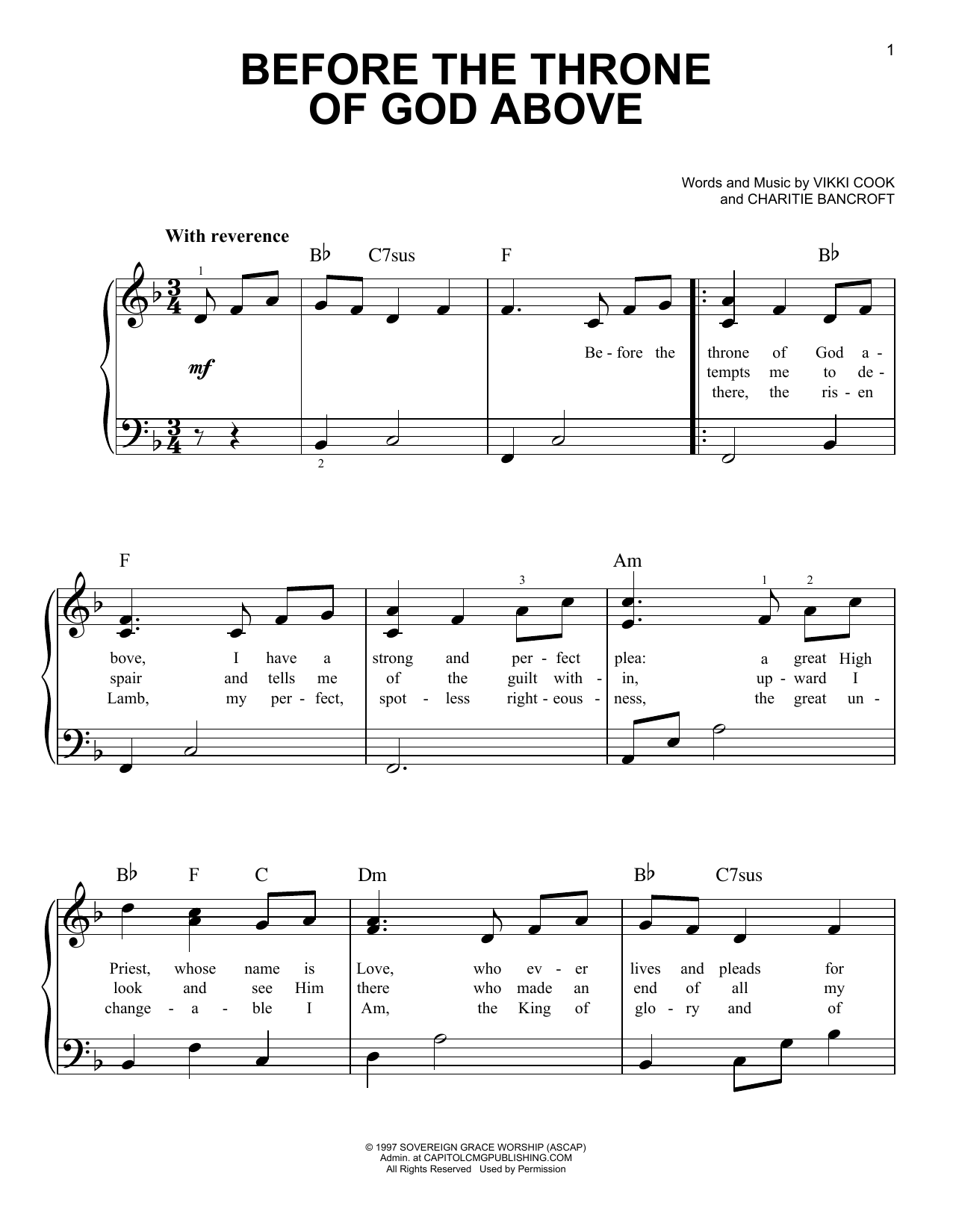 Download Selah Before The Throne Of God Above Sheet Music and learn how to play Easy Piano PDF digital score in minutes