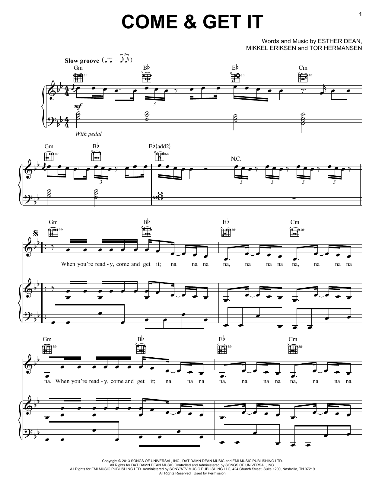 Download Selena Gomez Come & Get It Sheet Music and learn how to play Piano, Vocal & Guitar (Right-Hand Melody) PDF digital score in minutes