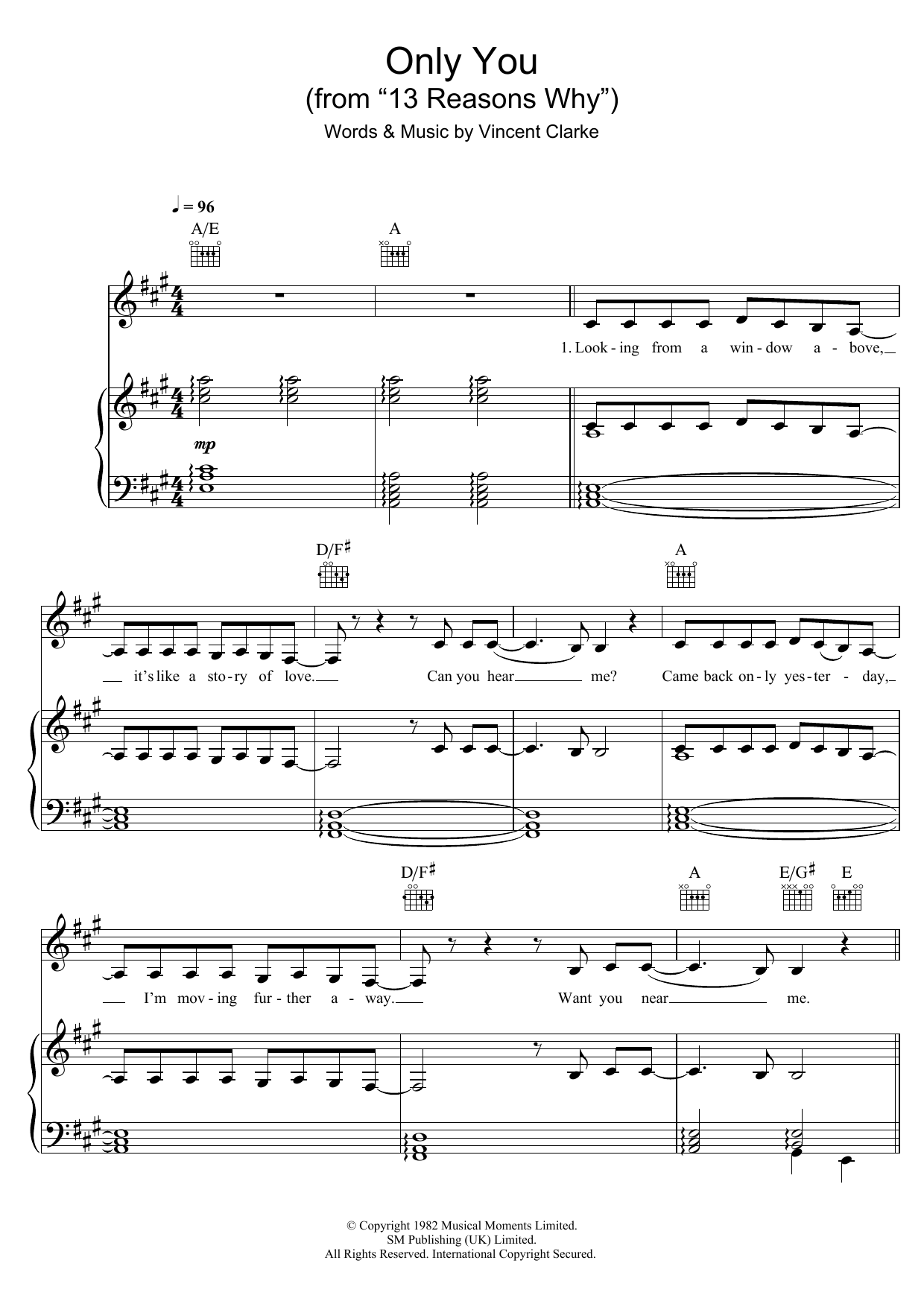 Download Selena Gomez Only You Sheet Music and learn how to play Piano, Vocal & Guitar (Right-Hand Melody) PDF digital score in minutes