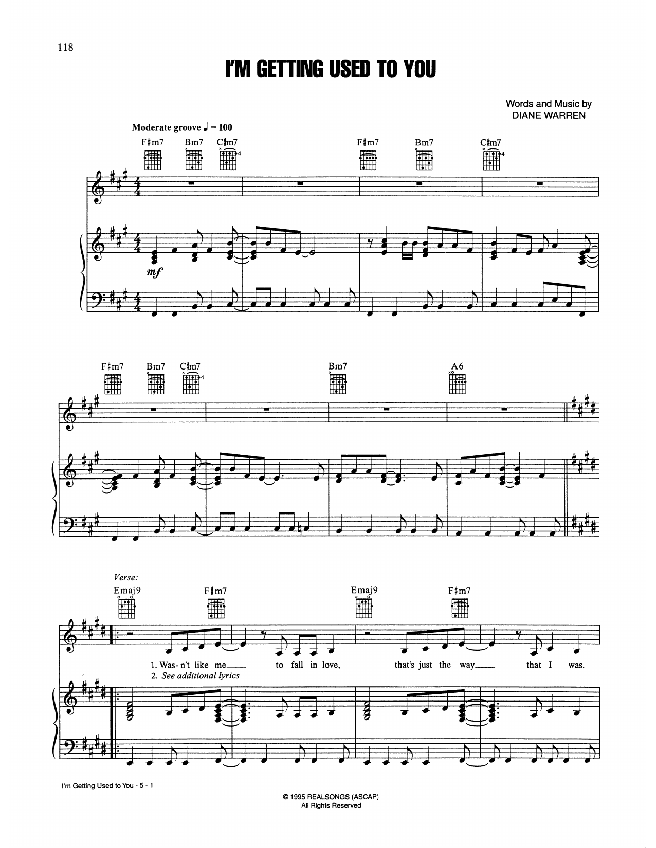 Download Selena I'm Getting Used To You Sheet Music and learn how to play Piano, Vocal & Guitar Chords (Right-Hand Melody) PDF digital score in minutes