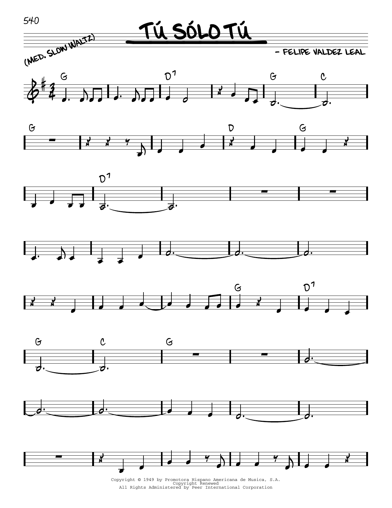 Download Selena Tu Solo Tu Sheet Music and learn how to play Real Book – Melody & Chords PDF digital score in minutes