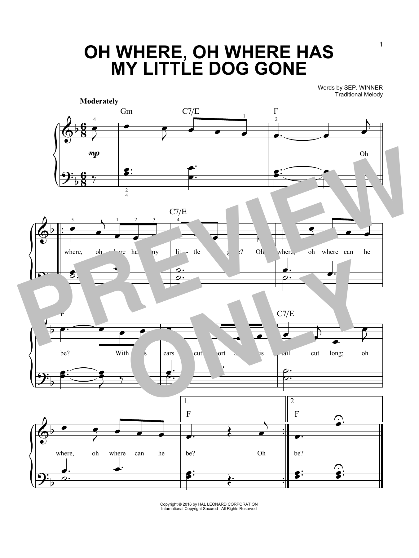 Download Traditional Oh Where, Oh Where Has My Little Dog Gone Sheet Music and learn how to play Easy Piano PDF digital score in minutes