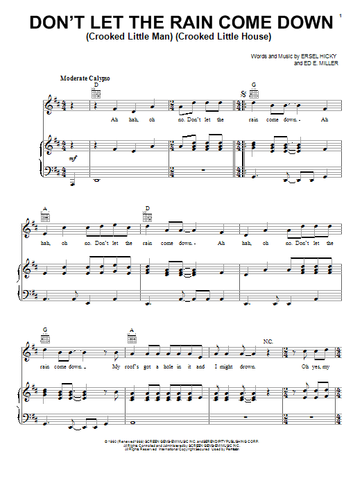 Download Serendipity Singers Don't Let The Rain Come Down (Crooked Little Man) (Crooked Little House) Sheet Music and learn how to play Melody Line, Lyrics & Chords PDF digital score in minutes