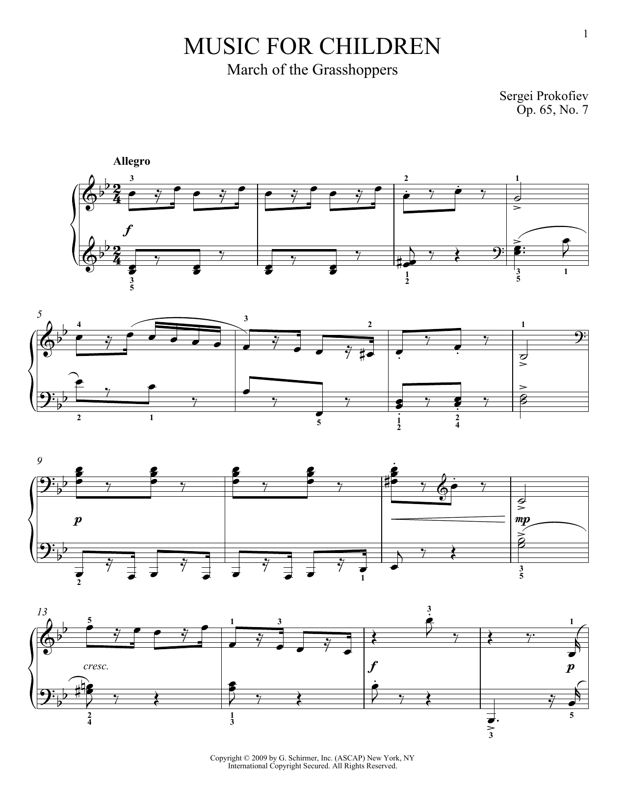Download Sergei Prokofiev March Of The Grasshoppers Sheet Music and learn how to play Piano PDF digital score in minutes