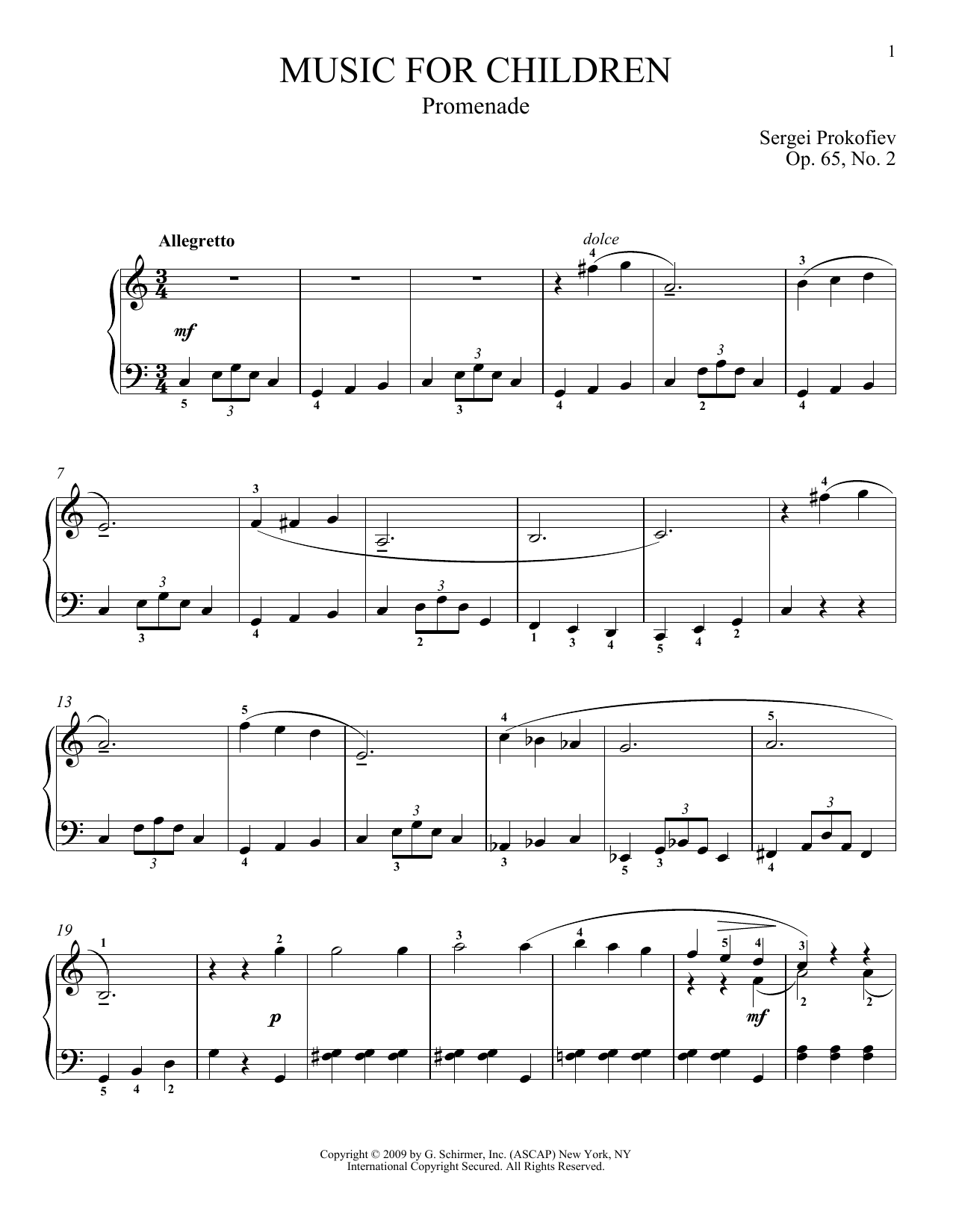 Download Sergei Prokofiev Promenade Sheet Music and learn how to play Piano PDF digital score in minutes
