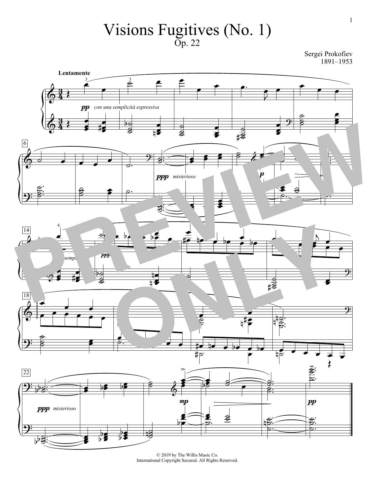 Download Sergei Prokofiev Visions Fugitives, Opus 22, No. 1 Sheet Music and learn how to play Educational Piano PDF digital score in minutes